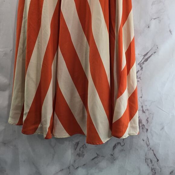 Mare Ware Skirt Womens XS Orange Stripe Midi Circle Diagonal 50s Long Isla - Picture 7 of 12